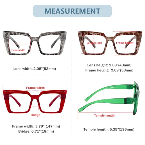 Image of Eyekepper Reading Glasses 3.00, Readers for Women, 6 Pack Oversized Square | Ladies Reader Eyeglasses, Screwless Spring Hinges, Fashion Womens Cheaters, Metalless Unbreakable, Scratch Resistant
