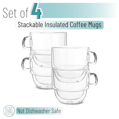 Set de 4 Mugs de Vidrio Térmico Apilables de 8 oz miniatura 2