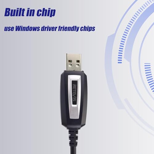 Retevis Funkgerät USB Programmierkabel 2 Pin, Kompatibel mit Baofeng UV-5R Radtel Quansheng UV-K5, Walkie Talkie Programmierkabel RT24 RT668 RT617 RA79 RT40 Kompatibles Win10/Win11(1 STK)