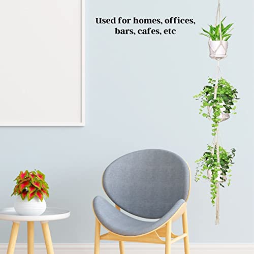 Image of ecofynd Cotton 3 Set Plant Hanger [without Pot] | Rope Flower Pot Holder for Indoor Outdoor Balcony Garden Wall Com05 /Pack of 5, Ivory