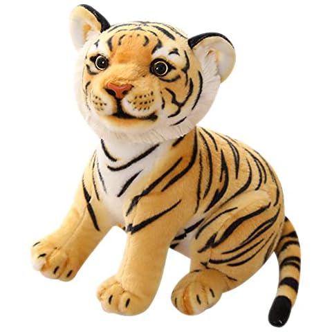 LAARNT Simulation Tiger Plush Toy Doll Cartoon Sitting Cub Tiger Stuffed Animal Doll Stuffed Soft Toy Comfortable Pillow Christmas Plushie Toys(1 PCS,23CM) Cover