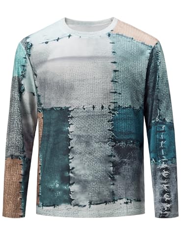 Casual Graphic Fashion Round Neck Long Sleeve T Shirts Modern Printed Shirt for Men Stylish Streetwear Tee2