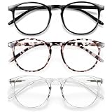 IBOANN Chic & Comfy Blue Light Glasses for Women - 3-Pack Round Frames, Screen-Ready Style with UV Protection Coating