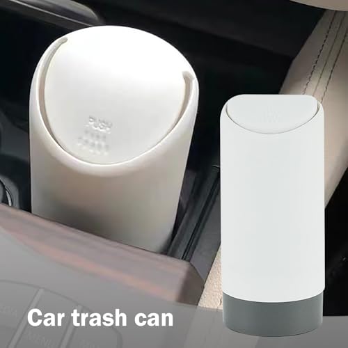Image of Car Trash Can with Lid, Cup Type Embedded Integrated Trash Can, Silicone Portable Waterproof Small Trash Can for Back Seat Front Seat, for Outdoor Traveling & Home Use(White)