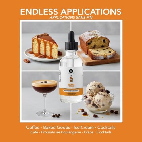 Image of Dolce Flav Natural Rum Extract - 2 Ounce Water-Soluble Kosher, Sugar-Free, Alcohol-Free Baking Flavor Concentrate for Cakes, Cocktails & Rum Raisin Desserts, Includes Measured Dropper