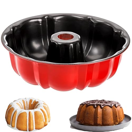 LANYOTA Ring Cake Tin 24cm/26cm Tin Round Cake Pan Tray Non-Stick Baking Moulding Tin Carbon Steel Fluted Ring Pan