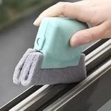 1PCS Cleaning Brush Window Frame Door Cleaning Brushes Sliding Door Track Cleaner Tools Hand-held,Brush 14 * 8cm,Blue-Green