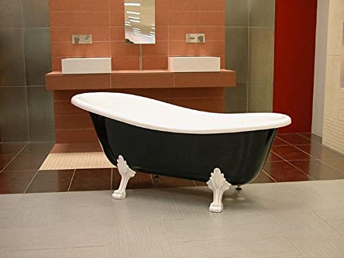 Freistehende Luxus Badewanne im Jugendstil, Roma Schwarz/Weiß/Weiß - 2
