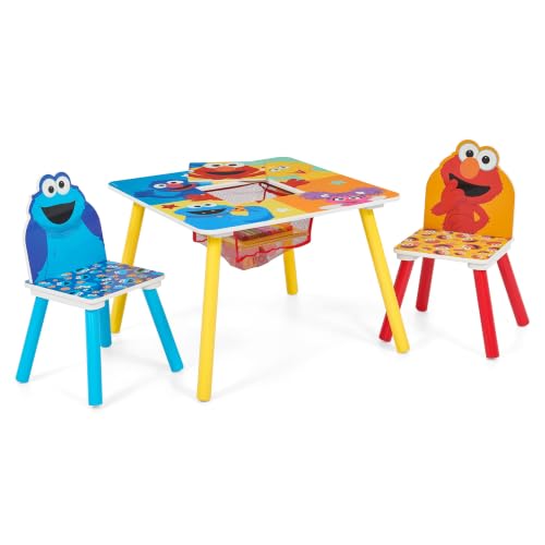 Delta Children Sesame Street Kids Table and 2 Chair Set with Storage Blue