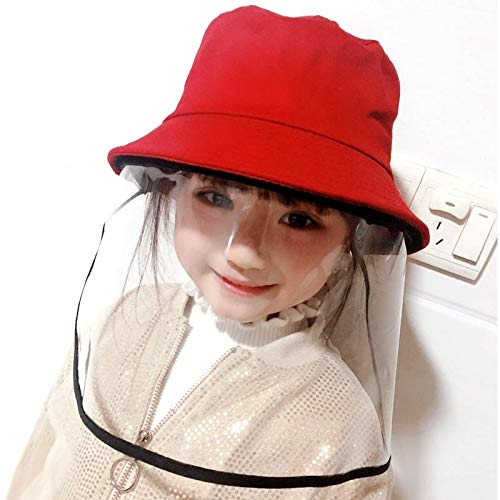 DASFNVBIDFAHB Unisex Protective Face Shield Cover Hat Anti Spitting Saliva Drool Fisherman Cap with Detachable Clear Facial Mask Dual-use Sun Hat (Color : Red)
