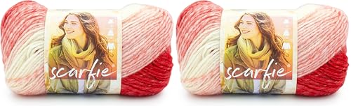 Image of Lion Brand Yarn Scarfie Yarn, 1 Count (Pack of 2), Red /Cream