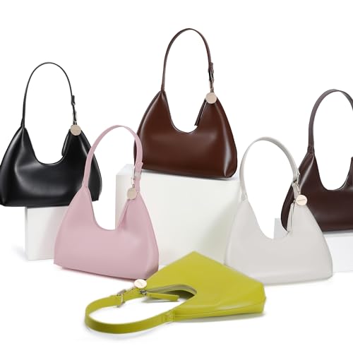Image of JOLLQUE Shoulder Bag for Women, Small Leather Handbag Purse,Unique Trendy Zipper Hobo Bag