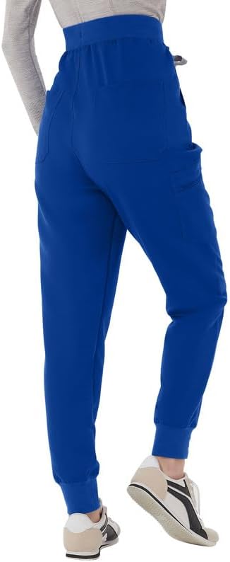 Kitmaz High Waisted Scrub Pants for Women - 4-Way Stretch Anti-Wrinkle Medical Slim Fit Jogger Pants, Drawstring & 5 Pockets