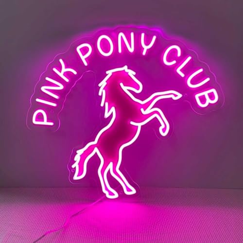 Pink Pony Club LED Neon Sign – Pop Art Wall Light for Bar, Cowgirl Room, Party or Lounge Decor, Custom Pink Neon Light for Bedroom or Gift, 16″ × 14″