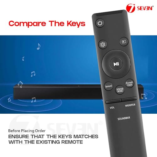 Image of 7SEVEN Compatible with Samsung Soundbar Remote Control Original AH59-02758A Part Number Suitable for Home Theatre Amplifier Music System, Ensure Match Key-by-Key Exactly for Optimal Compatibility
