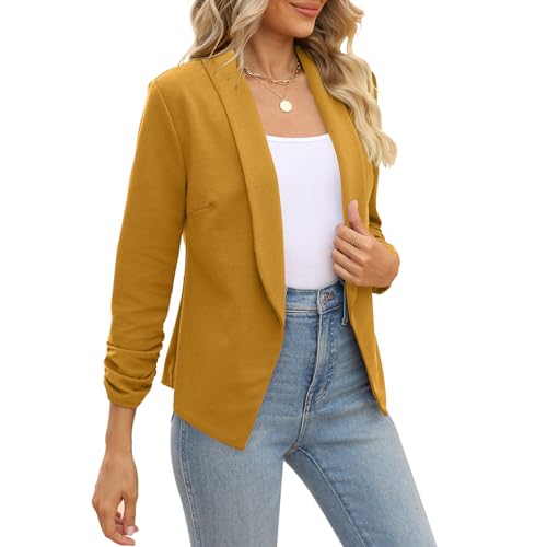 Image of POGTMM Women 3 /4 Sleeve Blazer Open Front Cardigan Jacket Work Office Blazer