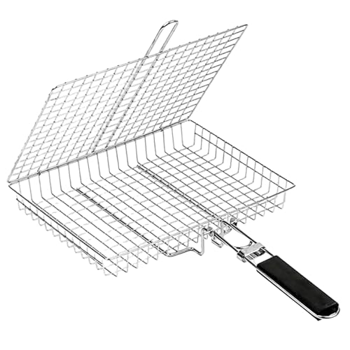 Cesta para parrilla de pescado cesta plegable portátil para parrilla barbacoa estante para acampar al aire libre para pescado camarones verduras accesorios de cocina