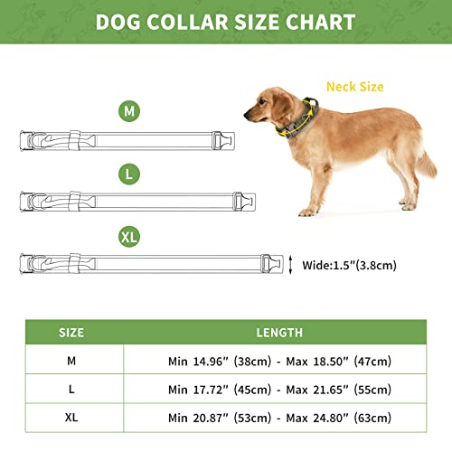 Huntvp taktisch Hundehalsband Verstellbar mit Kontrollgriff, aus Nylon, gepolstert, Metallschnalle, für Mittlere Große Hunde Jagd Training Freizeit Outdoor, Grün L
