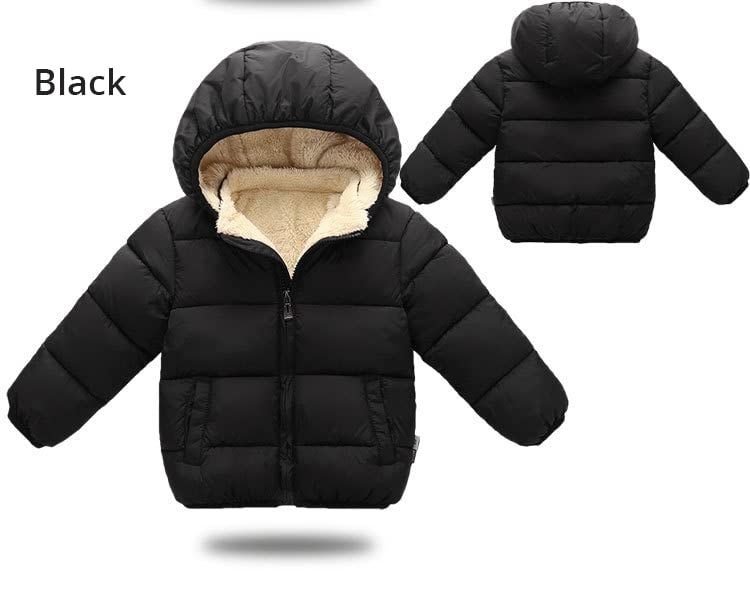 Tricycle Clothing Kids Boys & Girls Unisex Warm Full Sleeves Quilted Furr Jacket With Hood (2-3 Years, Black) 3