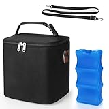 Accmor Breastmilk Cooler Bag with Ice Pack, Baby Bottle Cooler Bags, Insulated Bottle Cooler Tote Bags On The Go, Fits 6 Large 9oz Bottles, for Nursing Mom Daycare Travel, Black