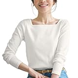 [神戸レタス] ロンT Tシャツ ティーシャツ カットソー レディース 長袖 リブTシャツ トップス オフィス [C3655] M newスクエアネック オフホワイト