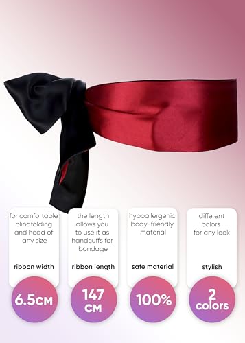 Blindfold Set Satin Eye Mask Blindfold Set - Red Faux Leather Fluffy Handcuffs - Black Blindfold Satin Eye Mask - Adjustable Plush Fluffy Handcuffs Fluffy