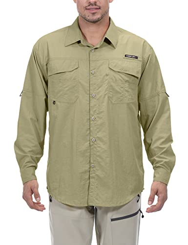 Little Donkey Andy Men's UPF 50+ UV Protection Shirt, Mosiquito Repellent Long Sleeve Fishing Hiking Shirt Beige L Little Donkey Andy Men's UPF 50+ UV Protection Shirt, Mosiquito Repellent Long Sleeve Fishing Hiking Shirt Beige L
