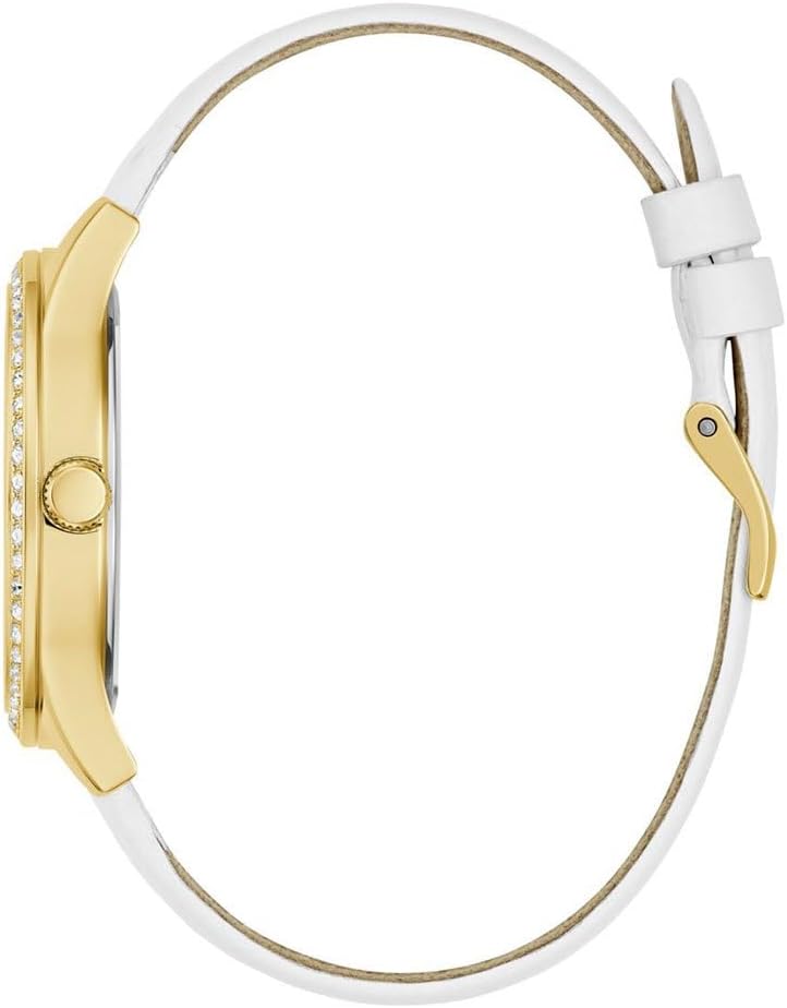 Guess Ladies 38mm Watch - White Strap White Dial Gold Tone Case - Image 2