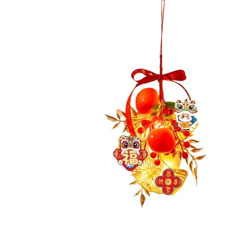 Pendentif nœud Chinois Fruits Rouges Multicolore pour décoration année du Cheval 2026