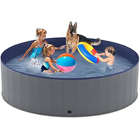 Niubya Portable Dog Pool, Foldable Pet Swimming Pool, Anti-Slip Collapsible Pet Bathtub, Hard Plastic Bath Pool for Pets Dogs and Cats, 72 x 16 Inches Cover