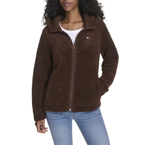 Tommy Hilfiger Women's Zipper Hoodie Sherpa Fuzzy Jacket