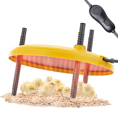 Plaque Chauffante Poussin,Chauffage Poussin 35W avec Régulateur de Température, Plaque Electrique Chauffante 30cm,Réglable en Hauteur pour Poussins, Cailles...