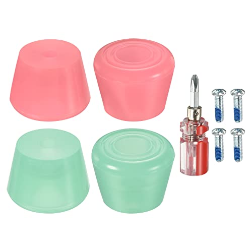 PATIKIL Roller Skate Toe Stops with Screwdriver, 2 Pair 82A Rubber Brake Stoppers Block for Roller Skate Accessories Replacement, Green Pink
