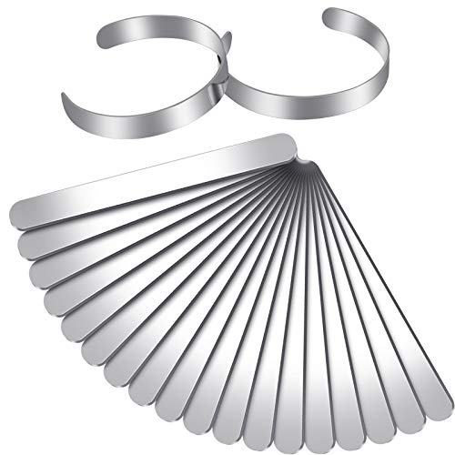 Hicarer 18 Pieces Bracelet Blanks Stainless Steel Bangle Blanks DIY Cuff Bracelet Blanks for Making Presents Stamping Jewelry, 3/8 x 6 Inches