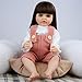 Pinky Lovely 22inch 55cm Reborn Baby Dolls Girl Real Life Full Body Vinyl Newborn Baby Dolls Realistic Looking Brown Long Hair Girl Doll Toy for Ages 3+
