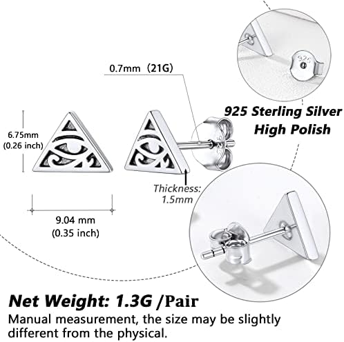 Silvora Sterling Silver Star of David/Eye of Horus Stud Earrings for Woman Teen Girls Delicate Gift Packaging