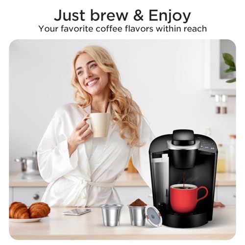 Noalto Reusable K Cups and Coffee Pods,Universal stainless steel k Cups for Keurig 2.0 and 1.0 Coffee Makers machine(2pack)