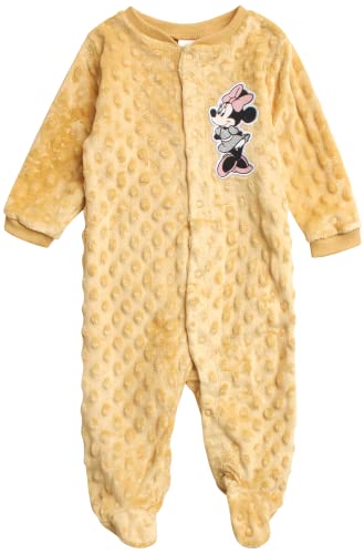 Image of Disney Newborn Baby Boys & Girls Velour Footed Coverall: Mickey Mouse, Minnie Mouse, Winnie The Pooh (0-9 Months)