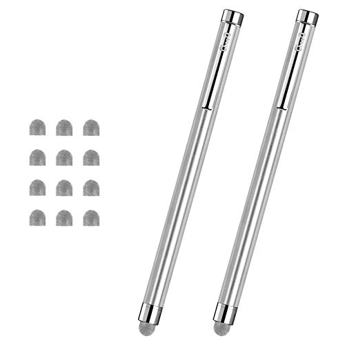 Stylus Pens For Touch Screens, Chaoq Mesh Fiber Capacitive Stylus (2 Pcs), With 12 Replaceable Mesh Fiber Tips - Silver #TOP30