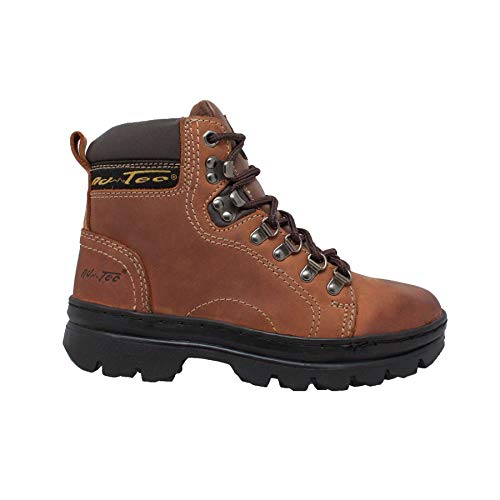 Ad Tec Women's 6" Lace Up Hiker or Work Boot - Durable Horse Leather, Padded Collar, Cushioned Insole, Oil and Slip Resistant Hiking Boots - Brown2