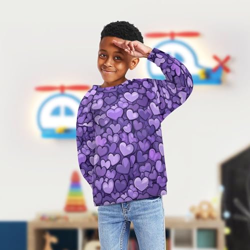 JUNZAN Purple Hearts Day Purple Hearts Kids Boys Sweatshirts Hoodies Fleece Hoodie for Boys Athletic 4T4