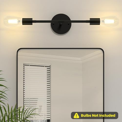 Image of ELEPHANTBOAT 1PCS Wall Lamp Fixtures, Minimalist Industrial Metal Wall Light for Home Decoration, 13.4'' Retro Dual Head Stick Light for Hallway, Living Room, Bedroom, Corridor(No Bulb Included)