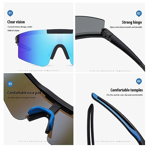 FDEETY Polarised Sports Sunglasses Cycling Goggles UV400 Protection Bike Eyewear for Outdoor Activities Running Climbing Running Fishing Golf Adults Unisex (Ice Blue) - Image 3