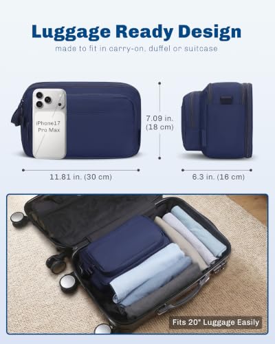 Image of Hynes Eagle Toiletry Bag for Men,Large Travel Shaving Dopp Kit,Navy Blue