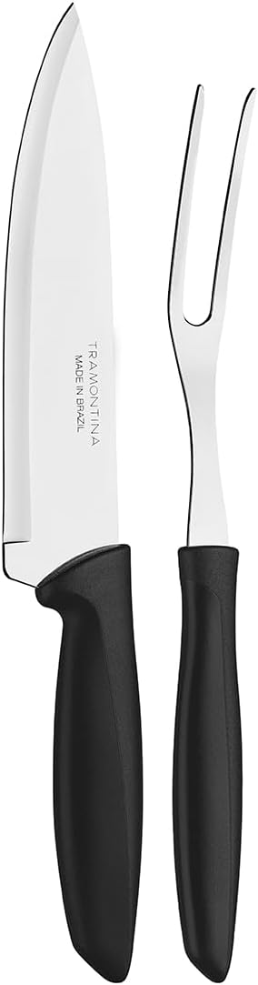 2pc Stainless Steel Carving Game Plenus Sea Tramontina Brown No Voltagev