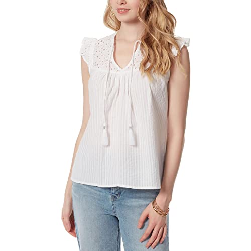Jessica Simpson Womens Alisha Cotton Eyelet Blouse White M #TOP26