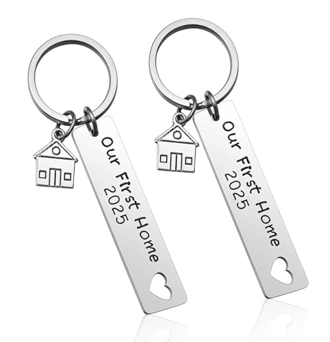 FurRain Our First Home Keychains New House Keychain New Home Keychain House Keyrings 2025 Housewarming Gift (2025 New Home(2 Packs))