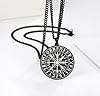 Viking Vegvisir Necklace for Men Celtic Nordic Runes Odin Compass Pendant Amulet Pagan Men's Jewelry Gifts (Black) #4