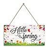 Hinnovy hello spring signhanging farmhouse wall decor for front door kitchen living room patiobutterfly indoor outdoor holiday decorationhouse warming gifts new home  urban country home decor