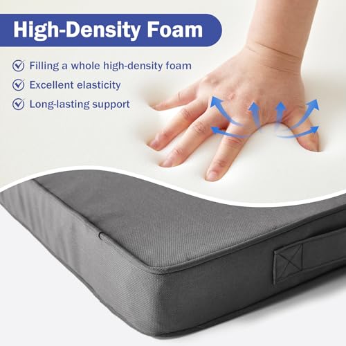 IPYNBAP Outdoor Chair Cushion Set 22 x 22 x 3 Inch, Waterproof & Fade Resistant Patio Furniture Cushions, Deep Seat & Back Cushion with Ties and Removable Covers for Chair Sofa Couch, Dark Grey